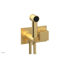 Phylrich 222-65-24BX051 - Burnished Gold Jolie Wall Mounted Bidet Set With Rectangular Trim, Square Cutaway Handle, And Glos