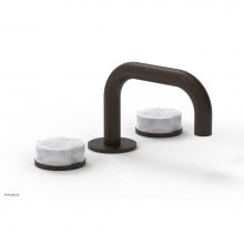 Phylrich 250L-03/11BX031 - CIRC - Widespread Faucet - Low Spout, White Marble Handles, Push-to-Close Drain