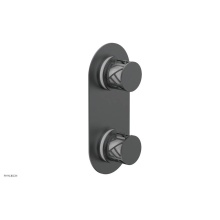Phylrich 4-589-15GX051 - Gunmetal Gray Jolie Oval Thermostatic Trim With Diverter Or Volume Control, Round Cutaway Handles,