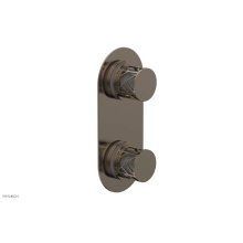 Phylrich 4-589-047X048 - Antique Brass Jolie Oval Thermostatic Trim With Diverter Or Volume Control, Round Cutaway Handles,