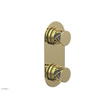 Phylrich 4-589/003X048 - Polished Brass Jolie Oval Thermostatic Trim With Diverter Or Volume Control, Round Cutaway Handles