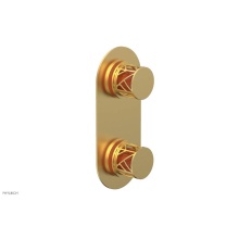 Phylrich 4-589-24BX042 - Burnished Gold Jolie Oval Thermostatic Trim With Diverter Or Volume Control, Round Cutaway Handles