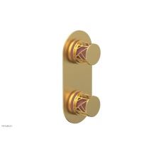 Phylrich 4-589-24BX045 - Burnished Gold Jolie Oval Thermostatic Trim With Diverter Or Volume Control, Round Cutaway Handles
