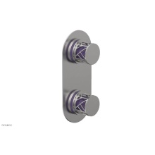 Phylrich 4-589/26DX046 - Satin Chrome Jolie Oval Thermostatic Trim With Diverter Or Volume Control, Round Cutaway Handles,