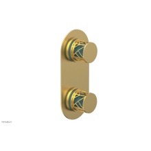 Phylrich 4-589-24BX049 - Burnished Gold Jolie Oval Thermostatic Trim With Diverter Or Volume Control, Round Cutaway Handles