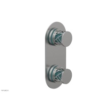 Phylrich 4-589/26DX049 - Satin Chrome Jolie Oval Thermostatic Trim With Diverter Or Volume Control, Round Cutaway Handles,