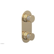 Phylrich 4-589/004X051 - Satin Brass Jolie Oval Thermostatic Trim With Diverter Or Volume Control, Round Cutaway Handles, A