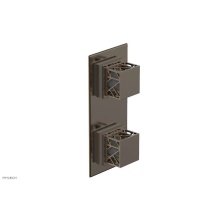 Phylrich 4-588-047X048 - Antique Brass Jolie Rectangular Thermostatic Trim With Diverter Or Volume Control, Square Cutaway