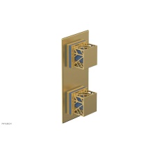 Phylrich 4-588-24BX043 - Burnished Gold Jolie Rectangular Thermostatic Trim With Diverter Or Volume Control, Square Cutaway