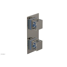 Phylrich 4-588/014X043 - Polished Nickel Jolie Rectangular Thermostatic Trim With Diverter Or Volume Control, Square Cutawa
