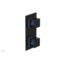 Phylrich 4-588/040X043 - Matte Black Jolie Rectangular Thermostatic Trim With Diverter Or Volume Control, Square Cutaway Ha