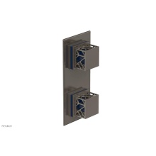 Phylrich 4-588/15AX044 - Pewter Jolie Rectangular Thermostatic Trim With Diverter Or Volume Control, Square Cutaway Handles