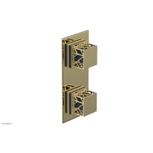 Phylrich 4-588/003X044 - Polished Brass Jolie Rectangular Thermostatic Trim With Diverter Or Volume Control, Square Cutaway