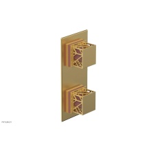 Phylrich 4-588-24BX045 - Burnished Gold Jolie Rectangular Thermostatic Trim With Diverter Or Volume Control, Square Cutaway