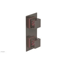 Phylrich 4-588/15AX045 - Pewter Jolie Rectangular Thermostatic Trim With Diverter Or Volume Control, Square Cutaway Handles