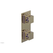 Phylrich 4-588/03UX046 - Polished Brass Uncoated (Living Finish) Jolie Rectangular Thermostatic Trim With Diverter Or Volum