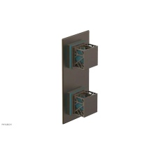 Phylrich 4-588-OEBX049 - Old English Brass Jolie Rectangular Thermostatic Trim With Diverter Or Volume Control, Square Cuta