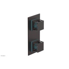 Phylrich 4-588-05WX049 - Weathered Copper Jolie Rectangular Thermostatic Trim With Diverter Or Volume Control, Square Cutaw
