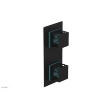Phylrich 4-588/040X049 - Matte Black Jolie Rectangular Thermostatic Trim With Diverter Or Volume Control, Square Cutaway Ha