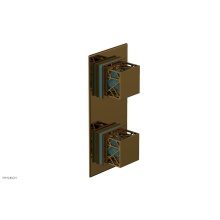 Phylrich 4-588-002X049 - French Brass (Living Finish) Jolie Rectangular Thermostatic Trim With Diverter Or Volume Control,