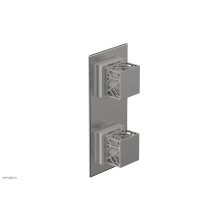 Phylrich 4-588-26DX051 - Satin Chrome Jolie Rectangular Thermostatic Trim With Diverter Or Volume Control, Square Cutaway H