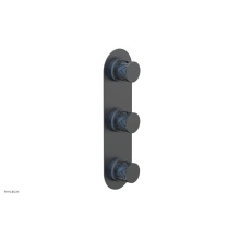 Phylrich 4-590-15GX043 - Gunmetal Gray Jolie Oval Thermostatic Trim With Two Volume Controls, Round Cutaway Handles, And Li