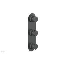 Phylrich 4-590-15GX048 - Gunmetal Gray Jolie Oval Thermostatic Trim With Two Volume Controls, Round Cutaway Handles, And Gr