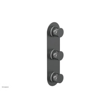 Phylrich 4-590-15GX051 - Gunmetal Gray Jolie Oval Thermostatic Trim With Two Volume Controls, Round Cutaway Handles, And Gl