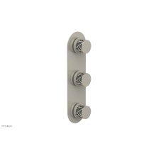 Phylrich 4-590/15BX048 - Burnished Nickel Jolie Oval Thermostatic Trim With Two Volume Controls, Round Cutaway Handles, And