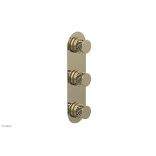 Phylrich 4-590/03UX048 - Polished Brass Uncoated (Living Finish) Jolie Oval Thermostatic Trim With Two Volume Controls, Rou