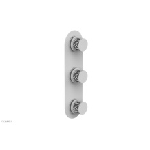 Phylrich 4-590-050X048 - Satin White Jolie Oval Thermostatic Trim With Two Volume Controls, Round Cutaway Handles, And Grey