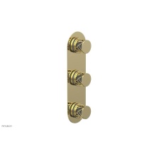 Phylrich 4-590/003X048 - Polished Brass Jolie Oval Thermostatic Trim With Two Volume Controls, Round Cutaway Handles, And G