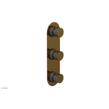 Phylrich 4-590-002X043 - French Brass (Living Finish) Jolie Oval Thermostatic Trim With Two Volume Controls, Round Cutaway