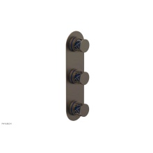 Phylrich 4-590-OEBX044 - Old English Brass Jolie Oval Thermostatic Trim With Two Volume Controls, Round Cutaway Handles, An