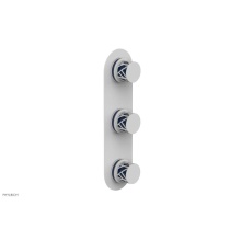 Phylrich 4-590-050X044 - Satin White Jolie Oval Thermostatic Trim With Two Volume Controls, Round Cutaway Handles, And Navy