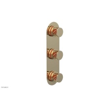 Phylrich 4-590/03UX042 - Polished Brass Uncoated (Living Finish) Jolie Oval Thermostatic Trim With Two Volume Controls, Rou