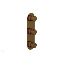 Phylrich 4-590-002X045 - French Brass (Living Finish) Jolie Oval Thermostatic Trim With Two Volume Controls, Round Cutaway