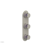 Phylrich 4-590/15BX046 - Burnished Nickel Jolie Oval Thermostatic Trim With Two Volume Controls, Round Cutaway Handles, And