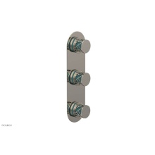 Phylrich 4-590/014X049 - Polished Nickel Jolie Oval Thermostatic Trim With Two Volume Controls, Round Cutaway Handles, And