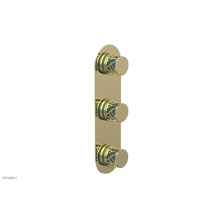 Phylrich 4-590/003X049 - Polished Brass Jolie Oval Thermostatic Trim With Two Volume Controls, Round Cutaway Handles, And T