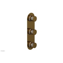 Phylrich 4-590-002X051 - French Brass (Living Finish) Jolie Oval Thermostatic Trim With Two Volume Controls, Round Cutaway