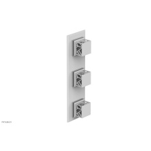 Phylrich 4-591-050X048 - Satin White Jolie Oval Thermostatic Trim With Two Volume Controls, Square Cutaway Handles, And Gre