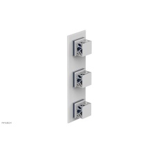 Phylrich 4-591-050X044 - Satin White Jolie Oval Thermostatic Trim With Two Volume Controls, Square Cutaway Handles, And Nav