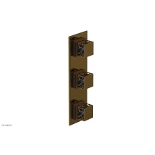 Phylrich 4-591-002X044 - French Brass (Living Finish) Jolie Oval Thermostatic Trim With Two Volume Controls, Square Cutaway