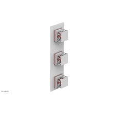 Phylrich 4-591-050X045 - Satin White Jolie Oval Thermostatic Trim With Two Volume Controls, Square Cutaway Handles, And Pin