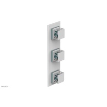 Phylrich 4-591-050X049 - Satin White Jolie Oval Thermostatic Trim With Two Volume Controls, Square Cutaway Handles, And Tur