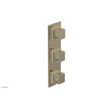 Phylrich 4-591-03UX051 - Polished Brass Uncoated (Living Finish) Jolie Oval Thermostatic Trim With Two Volume Controls, Squ
