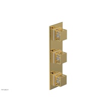 Phylrich 4-591-025X051 - Polished Gold Jolie Oval Thermostatic Trim With Two Volume Controls, Square Cutaway Handles, And G
