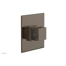 Phylrich 4-593-047X048 - Antique Brass Jolie Square Thermostatic/Pressure Balance Shower Trim With Square Cutaway Handle An