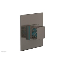 Phylrich 4-593/15AX049 - Pewter Jolie Square Thermostatic/Pressure Balance Shower Trim With Square Cutaway Handle And Turqu